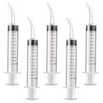 Molain 5 Pieces 12ml Oral Dental Syringe Ear Cleaning Solution Empty Tube Extraction Hook Syringes Removal Supplies with Curved Tip Picks Teeth Care