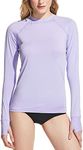 TSLA Women's UPF 50+ Rash Guard Long Sleeve, Water Beach Surf Swim Shirts, UV/Sun Protection Swimwear, Thumb Hole Rashie Lavender, Large