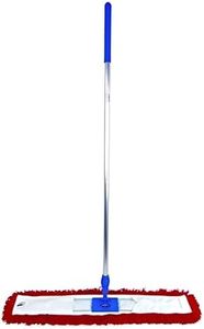 Abbey Flat Mop for Floor Cleaning - Heavy Duty Commercial Sweeper Mop Kit with Handle and Frame - Floor Dusters for Wooden Floors and Hard Floors (Red, 80cm)