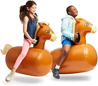 HearthSong Inflatable Horse Ride On Bouncer Hippity Hop Toy for Kids Active Play with Handles and Weighted Bottoms, Set of 2, Holds 200 Pounds