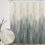 Mens Shower Curtain Grey Waterproof Natural Linen Textured Fabric Liner Set with Hooks Farmhouse Boho Modern Shower Curtains for Bathroom Ideas Vintage Country Style Bath Decor Light Gray 72x78 Inch