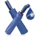 COSTAR Automatic Umbrella with Light Design Foldable - 3 Fold UV Protection UPF50 Umbrella with Travel Cover for Women Men (Blue/One Single Set)