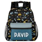 RIRIX Personalized Toddler Kids Backpack, Custom Mini Backpacks for Preschool, Schoolbag for Boys Girls Cartoon Truck Blue, Option 4, Daypack Backpacks