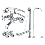 KINGSTON Brass CCK265CD Vintage Wall Mount Claw Foot Tub Faucet Package with Offset Supply Lines, Polished Chrome