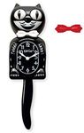 Kit-Cat Klock Classic Black Clock with White and Red Bow Ties