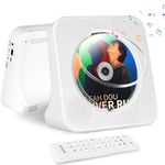 Bluetooth CD Player with Built in HiFi Speakers, Desktop Music Player for Home, Support AUX, USB, FM Radio, Timer, Remote