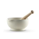 Vitrified Porcelain Pestle and Mortar Set for Grinding and Crushing Herbs, Seeds and Nuts, Size 3, 15.2cm Diameter, White, MB947005