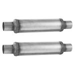 ALFLOW 3'' Exhaust Muffler,Universal Resonator Stainless Steel Straight Through Design Exhaust Tip,20'' Overall Deep Sound for Cars (3'' Inlet 3'' Outlet)2pack