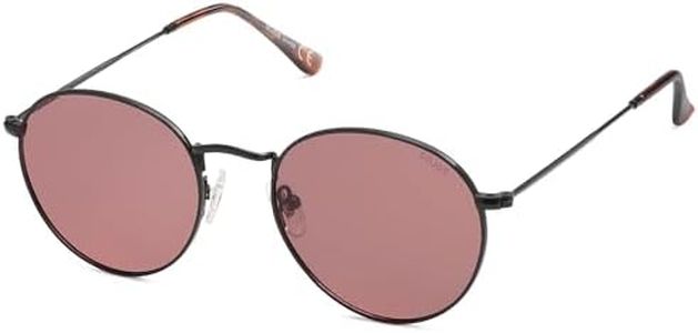 SOJOS Small Round Polarized Sunglasses for Women Men Classic Vintage Retro Shades UV400 SJ1014,Shiny Black/Light Purple&Red