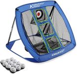 Rukket Pop Up Golf Chipping Net | Outdoor/Indoor Golfing Target Accessories and Backyard Practice Swing Game | Includes 12 Foam Practice Balls (Classic Blue)