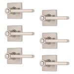 BRINKS – 6-Pack Satin Nickel Contemporary Privacy Locking Straight Door Handle – Interior Modern Bed/Bath Lockset Round Straight Door Lever