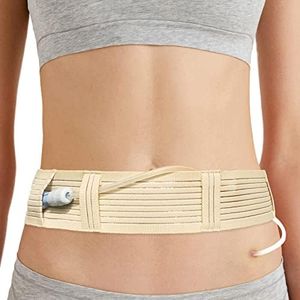 [2 Pack] PD Dialysis Belt Breathable Peritoneal Dialysis Accessories Peg J Tube Catheter Belts Holder Feeding Tube Supplies for Stomach Women Men Adults Beige