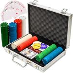 SA Products Professional Texas Holdem Poker Set and Blackjack Set with Portable Carry Case | Casino Chips & Gambling Playing Cards Poker Dice Set for Adults Gaming Accessories (200pc Poker Set)