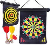 AS Collection Store Magnetic Power with Double Faced Portable and Foldable Dart Game with 4 Colorful Non Pointed Darts for Kids , Multicolor (17 inch)