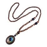 Krisah Wooden Beads Long Fashion Chain Handmade Bead Necklace Tassel For Unisex Adult (Tropical)