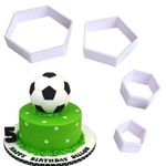 4 Pieces Football Pattern Cookie Cutters,Hexagon Cookie Cutter, Soccer DIY Fondant molds Cutters Soccer World Cup Sugar Craft Moulds Cake Desserts Decorating Tools