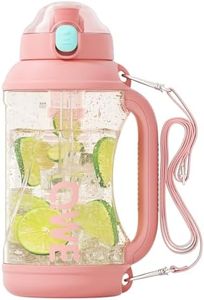 QWE Gym Water Bottle Large Capacity with Handle holder strap,high-capacity,67.6oz,Heat-resisting,Reusable,PPSU BPA Free,Double drinking with straw leak proof, for Travel, School, Outdoors (Pink)