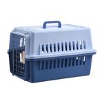 The Pets Company IATA Approved Airline Travel Plastic Crate, Folding Transport Box, Portable Pet Travel Carrier, Basket, Cage & Kennel House for Puppies & Small Dogs - Pastel Blue (19" X 12" X 12")