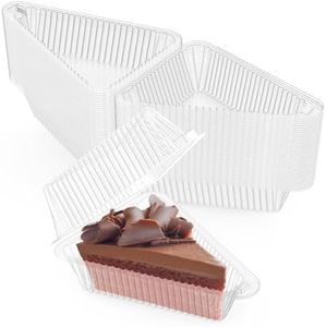 MFDSJ 100 Pieces Cake Slice Plastic Containers with Lids 5 Inches Hinged Lid Cheese cake Container, for Home, Bakery and Cafe