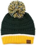 ScarvesMe CC Exclusive University College School Color Pom Pom Skully Beanie (1429-Green/Gold)