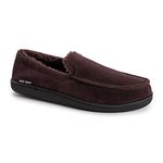 MUK LUKS Men's Faux Suede Moccasin Slipper, Brown, Large