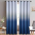 Yakamok Blue Ombre Curtains Light Blocking Gradient Color Drapes Room Darkening Thermal Insulated Grommet Window Panels for Living Room/Bedroom (2 Panels, 52x84 Inch)