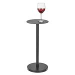 mDesign Glass Top Side/End Drink Table - Tall Modern Round Accent Metal Nightstand Furniture for Living Room, Dorm, Home Office, and Bedroom - 9" Round - Matte Black