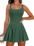 ANRABESS Womens 2024 Tennis Athletic Build in Shorts Pleated Summer Mini Dress Golf Workout Casual Romper Short Sundress Green Small