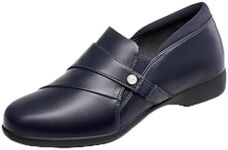 DREAM PAIRS Women Loafer Slip-on Dressy Comfortable Loafers Business Casual Work Office Loafer Shoes Faux Leather Round Toe with Arch Support,Size 11,Navy,DWUMLS2530