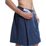 Jamron Mens Adjustable Bath Towel Wrap - Wearable Towel Skirt with Pocket for Gym Shower Sauna Spa & Beach Cover Ups Navy Blue M