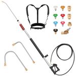 24 FT Pressure Washer Telescoping Wand - High Pressure Washer Wand Included Power Washer Extension Wands, Gutter Cleaner, 7 Spray Nozzle Tips, 2 Hose Adapters and Support Belt