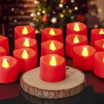 Homemory Flameless Candles, Pack of 24 Flickering LED Tea Light Candles Battery Operated, Red Tea Lights, Batteries Included