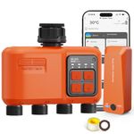 Smart WiFi Water Timer for Garden Hose - 4 Zone Sprinkler Timer with 980ft RF Range, App Controlled Outdoor Irrigation System with Rain Delay/Auto Mode