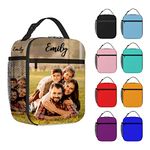 Personalised Lunch Box for Boys Girls Women Adults Customised Lunch Bag Custom Insulated Tote Bag with Photo Name for School Travel Office