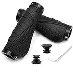 HNOOM Bike Handlebar Grips Non-Slip Rubber Bike Grips with Aluminum Lock Ergonomic Mountain Bike Grips 22.2 mm MTB Grips Universal Cycle Handlebar Grips for Scooters/BMX/Road Mountain (Black)