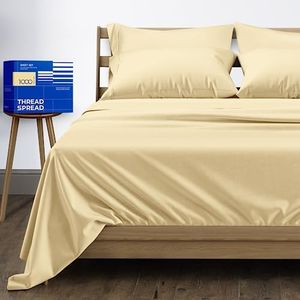 Pure Egyptian California King Size Cotton Bed Sheets Set (Cal King, 1000 Thread Count) Sand Bedding and Pillow Cases (6 Pc) – Egyptian Cotton Sheets Cal King Size Bed- Sateen Sheets - 16” Deep Pocket