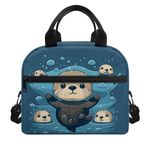Showudesigns Sea Otter Lunch Bag for Women Kids Insulated Lunch Box Cute Lunchbox Bento Cooler Bags Lightweight Lunch Tote Kit with Thickened Handle Thermal Organizer School Supply