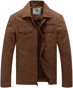 WenVen Men's Lightweight Military Overcoat Jacket (Coffee,3Xl)