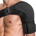 Shoulder Brace for Both Left and Right Arm for Men and Women | Pain Relief Torn AC Joint Tendonitis Bursitis Stability Strap Dislocated Subluxation Support Compression Stabilizer Tendinitis (Medium Black)