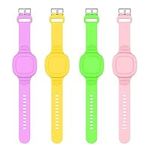 VAEKNVG 4 Packs Waterproof Bracelet for Tile Mate 2022 Kids, Soft Silicone Wristband Holder Full Case Cover Compatible with Tile Mate (Purple+Yellow+Pink+Green)