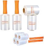 THESEATOP 5" x 1000 Ft, 60 Gauge, 4 Pack Stretch Wrap/Film with 2 Handle, Thick Plastic Wrap Roll with Handle, Heavy Duty Shrink Film, Furniture Wrap Stretch for Moving, Packing, Wrapping and Shipping