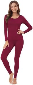 WiWi Soft Underwear for Women Thermal Long Johns Sets Super Warm Base Layer Top Pants Pajamas Set Viscose from Bamboo S-3X, Wine, Small