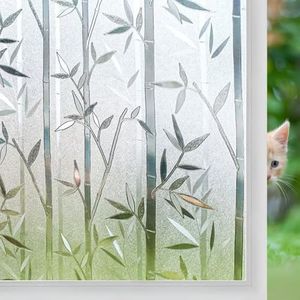 Niviy Bamboo Window Film Frosted Privacy Window Sticker Non-Adhesive Static Cling Window Glass Film Window Cover for Home Office 23.6 x 78.7 inches