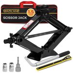 GADLANE Scissor Jack Kit - 1.5 Ton Portable Heavy Duty Car Jack Kit with Socket Drill Adapter, Extendable Wrench, Ratchet for Easy Lifting Cars/SUVS/Sedans, Storage Bag (Lifting Range: 3.13-13.17")