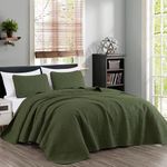 Chezmoi Collection Austin 3-Piece Oversized Bedcover Bedspread Coverlet Set, King, Cypress Green