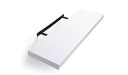 Homme Concept – 40cm High Gloss Floating Shelves, White Wall Shelf with Invisible bracket, Display Shelves for Books, Photos, Ideal Home Decor Accessories for Bedroom, Living Room, Office, Kitchen.