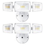 USTELLAR 2 Pack 55W LED Flood Light Outdoor, 5500LM Exterior Security Light 5000K Daylight, Waterproof with 3 Adjustable Heads, Switch Controlled Wall Mount Spot Light for Eave, Porch, Backyard