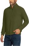 Hakubeby Men's Quarter Zip Up Pullover Fleece Long Sleeve Shirts Classic Polo Knit Sweater Casual Thermal 1/4 Zip Mock Neck Pullover Goft Coat Green XX-Large