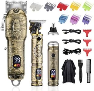 GSKY Hair Clippers for Men T-Blade Trimmer Set,Professional Cordless Hair Trimmer Beard Trimmer Nose Trimmer USB Rechargeable Hair Cutting Kit LED Display