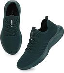 VAMJAM Men's Running Shoes Fashion Sneakers Lightweight Breathable Flying Knitting Lace Up Mesh Walking Shoes Workout Casual Sports Shoes, Alldarkgreen022, 10